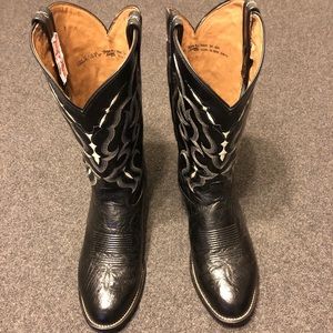 Tony Lama Bonham Black Smooth Ostrich Boots